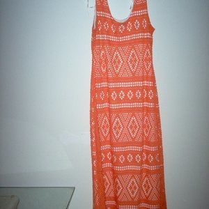 Clues Collections Sleeveless Dress, Orange, Size L, Pre- Owned